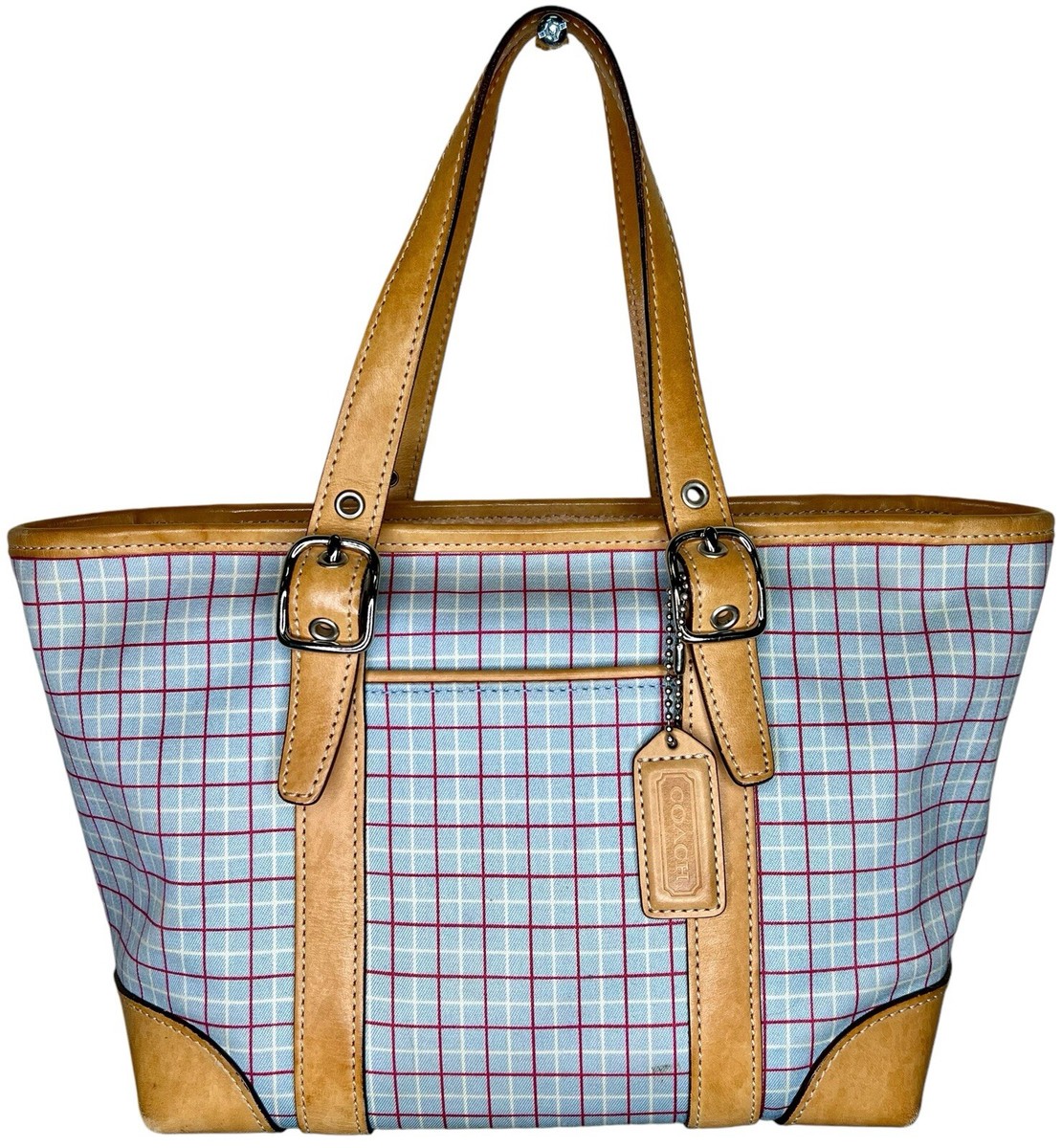 Vintage COACH Hampton 7579 Spring Preppy Plaid Satchel Purse
