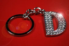 Crystal Keychain Alphabet Initial Letter "D"  Rhinestone/ Letter Pendant/ Unisex