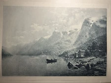 Vintage 1893 Antique Print HARDANGER FIORD Photogravure original