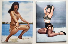 2005 BETTIE PAGE licensed fridge Magnet 2pc Set Refrigerator pin-up bad girl