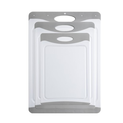 Mainstays3-Piece Non-Slip Polypropylene Cutting Board,13.7 x9.5 White and Silver