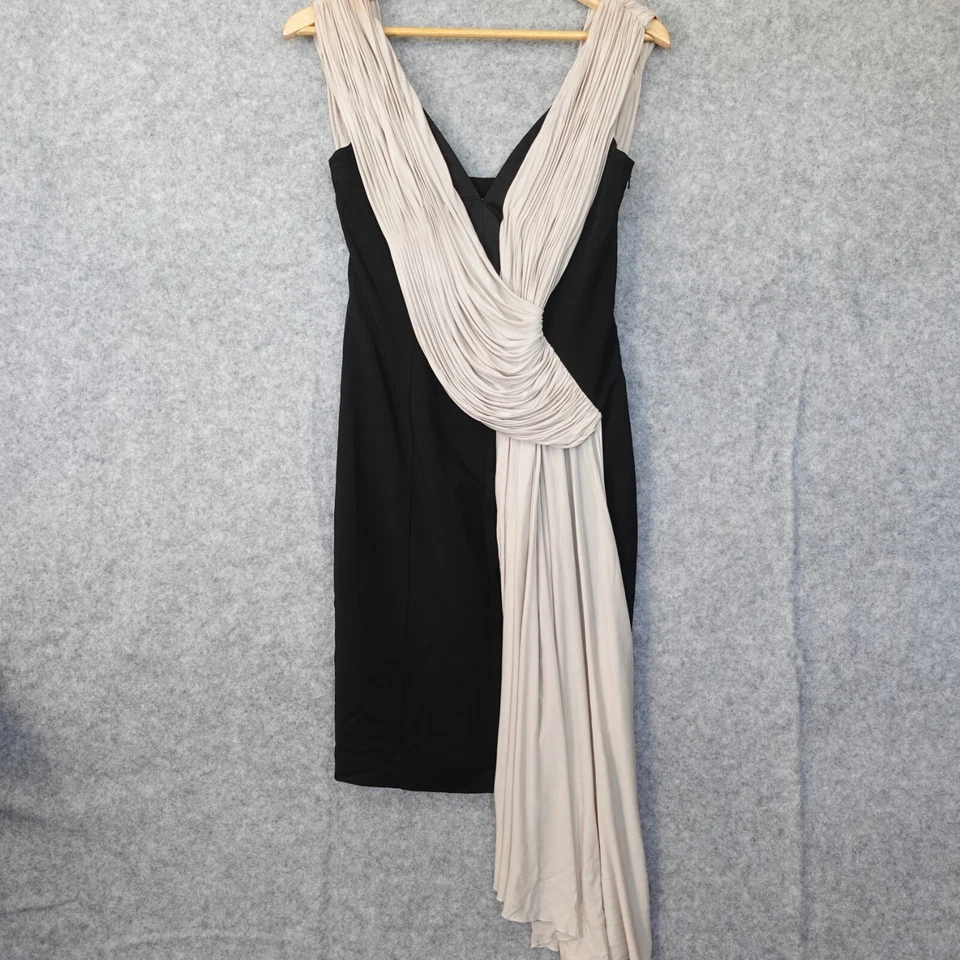 Vestido lápiz drapeado griego para mujer XS negro elástico fiesta diosa KAREN MILLEN Foto 2 de 4