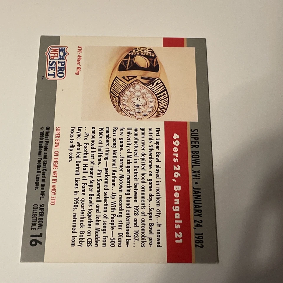 1990 Pro Set NFL Super Bowl XVI #16 - Image 2 of 4