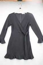R. Vivimos Winter Long Sleeve Mini Sweater Dress-Ruffles-Small(4-6)-V Neck