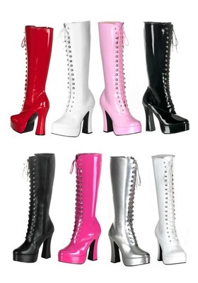 Pleaser ELECTRA-2020 5 Inch Heel Knee High Boots With Zipper