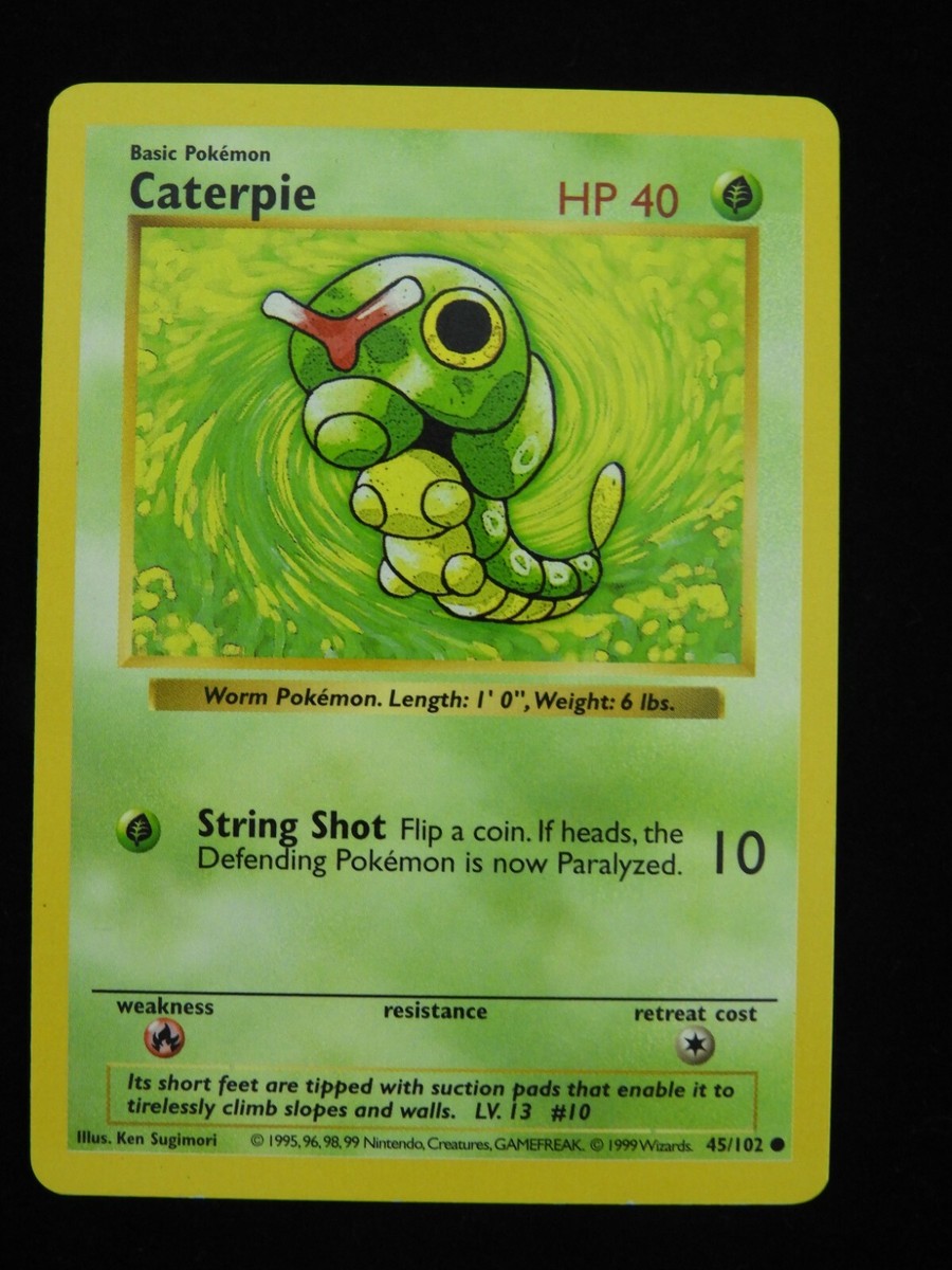 Caterpie 45/102 Shadowless NM Near Mint Base Set Non-Holo Pokemon