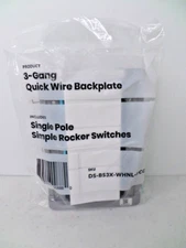 NEW Deako 3-Gang Backplate and Faceplate, Simple Rocker Switch, DS-BS3X-WHNL-UCQ