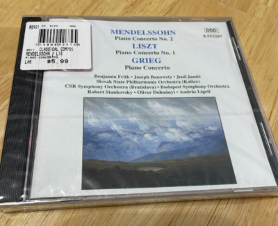 Mendelssohn Liszt Grieg Piano Concertos 8.553267 New/Sealed Frith Jando Slovak
