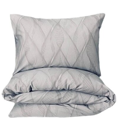 Duvet Cover Set 3Pc Grey Ornament Egyptian Cotton Satin Single Euro Double King