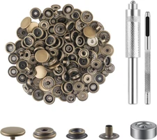 200 Pieces (50Sets) Leather Snap Fastener Kit Tool 5/8 Inches (15Mm) Snaps for L