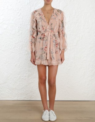 New with Tag AUTH Zimmermann Bowie Frill Silk Playsuit $695 Size 0 