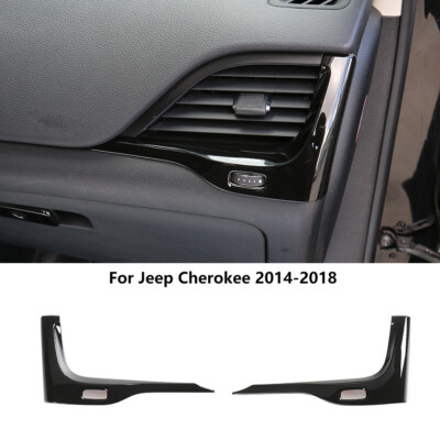 2pcs Dashboard Side Air Vent Outlet Trim Covers For Jeep Cherokee 2014-18 Black
