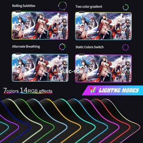 Azur Lane Atago Gaming Anime Girl Large RGB Mouse Pad Keyboard Play Table Mat - 第 4/19 張圖片