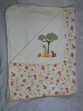 Vintage Gymboree 2008 Jungle Safari Baby Girl Blanket Giraffe Tree Flower Cream