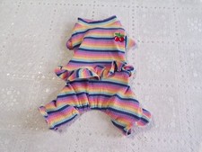 dog pajamas,stretchy,multi-striped,cherries,ruffled waist,Small  read details 