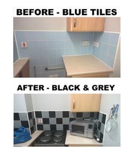 Tile Stickers Stencils Transfer Black & Grey for 6 x 6 Inch  Tiles 150mm x 150mm