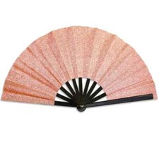 Rose Gold Glitter Large Folding Fan Rave Boots Ground Line Dance Hand Clack Fan