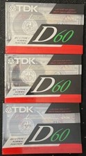 Lot of 3 TDK D60 High Output Audio Cassette Tapes IECI/TYPE I - new/sealed