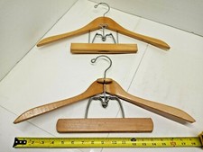 2 WOOD COAT HANGERS SUIT  PANTS COMBO 1 with WOOD KNOB CLOTHES