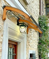vordach haustür überdachung holz Polycarbonat Baldachin RICCIO E ONDA Tiefe 60cm