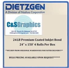 4 ROLLS 24"x150' 24LB COATED BOND PLOTTER PAPER 