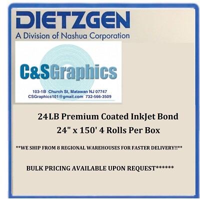 4 ROLLS 24''x150' 24LB COATED BOND PLOTTER PAPER 