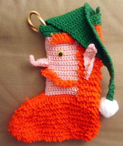 Crocheted Christmas Santa or Elf Stocking Pattern-Loopy - Picture 6 of 13