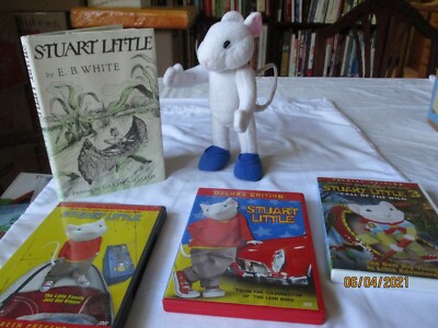 Stuart Little  8'' Plush Vintage 1999 Posable Tail &  4 dvds, Stuart Little HB