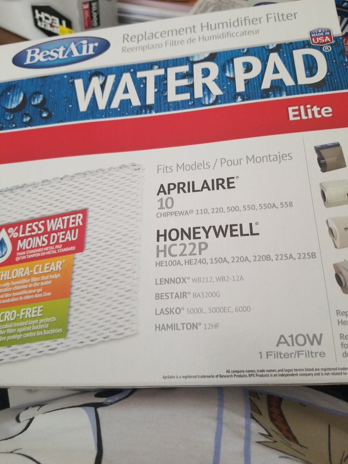 BestAir A10W Water Pad ELITE Pack Replacement Humidifier Filter NIB