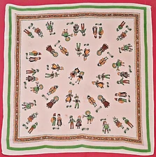 SCARF VINTAGE AUTHENTIC MERYL KIDS WHITE COTTON 23" SQUARE SMALL