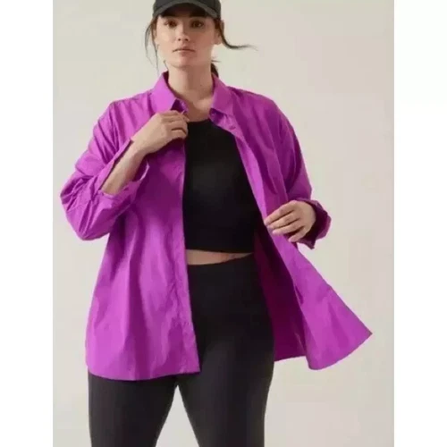 Athleta Oversized Poplin Top-Jazzy Purple -Plus Size 3X-NWT