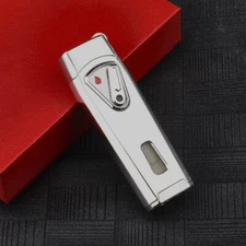 Dual Jet Flame Torch Flint Lighter for Cigar/Cigarette - SILVER