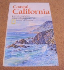Vintage National Geographic July 1993 Map Poster Coastal California