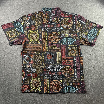 TACHUNTFISH THF Mojito Polynesian Turtles Button Short Sleeve Shirt Men's 2XL