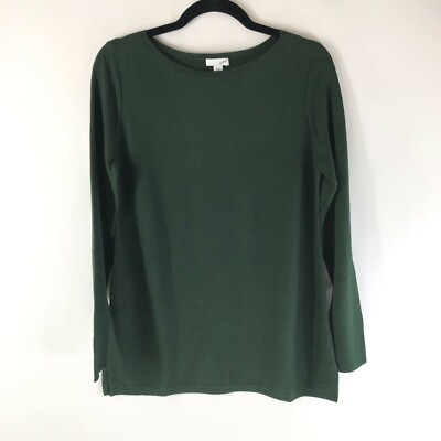 J Jill Womens Tunic Sweater Cotton Blend Boat Neck Long Sleeve