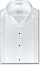 Men's Pique Wing collar Tuxedo Shirt, Convertible Cuffs
