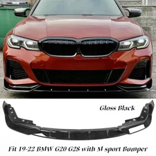 Front Bumper Lip Splitter Gloss Black For 2019-2022 BMW 3 Series G20 G28 330 340