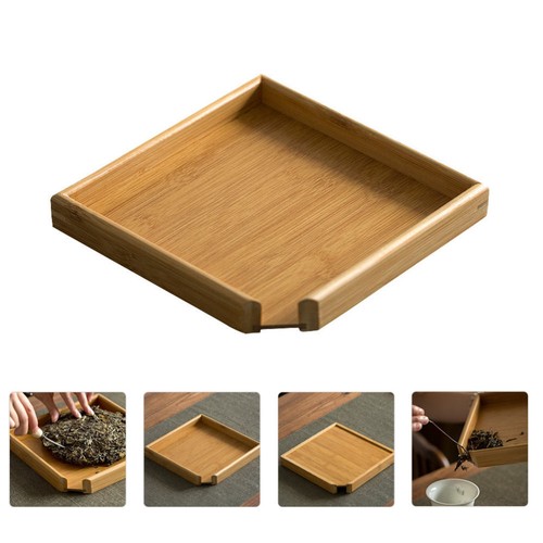 Teetablett Holz 36x24cm | Mit Entwässerung & Abnehmbar | Praktisches Tee-Brau-Set