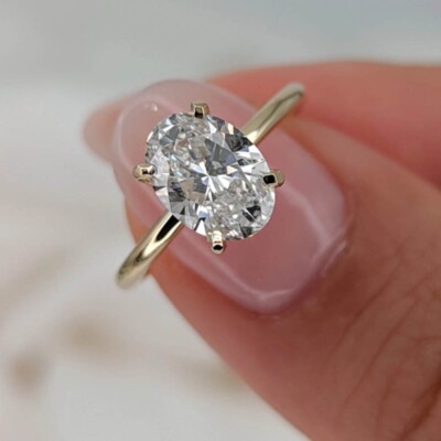 IGI Lab Grown 1,50 Ct Ovalschliff Diamant Verlobungsring 18 K Gelbgold