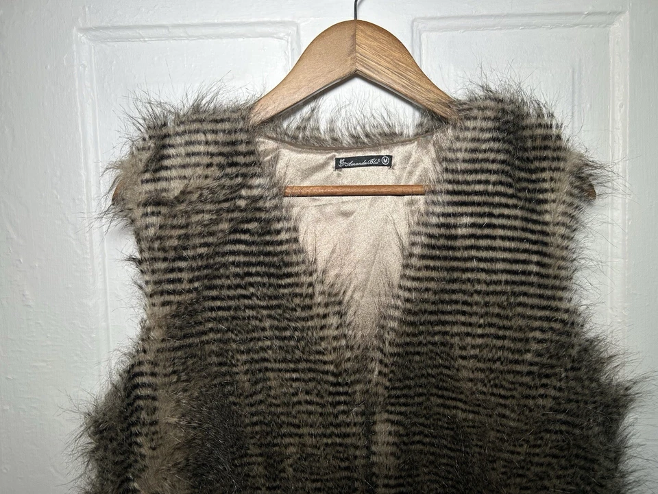 Amanda Blu para mujer talla Chaleco largo de piel sintética M forrado ¡Precioso! Foto 3 de 4