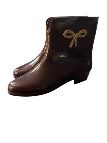 Melissa Vegan Rain boots Dark Eggplant Bow Size 8