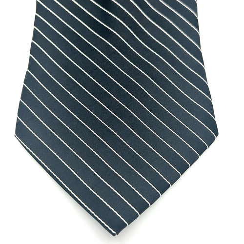 Joseph Feiss Intl 100% Silk Hand Made Mens Necktie Black White Stripe 3.75W 60L - Picture 2 of 6