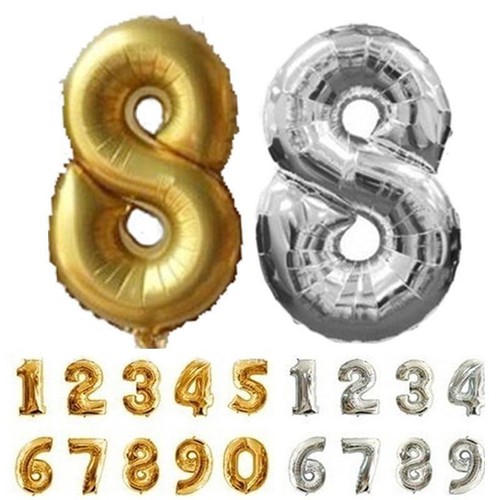 16Inch Arabic Numerals Balloons Gold Silver Birthday Party Supply Self Sealing▽