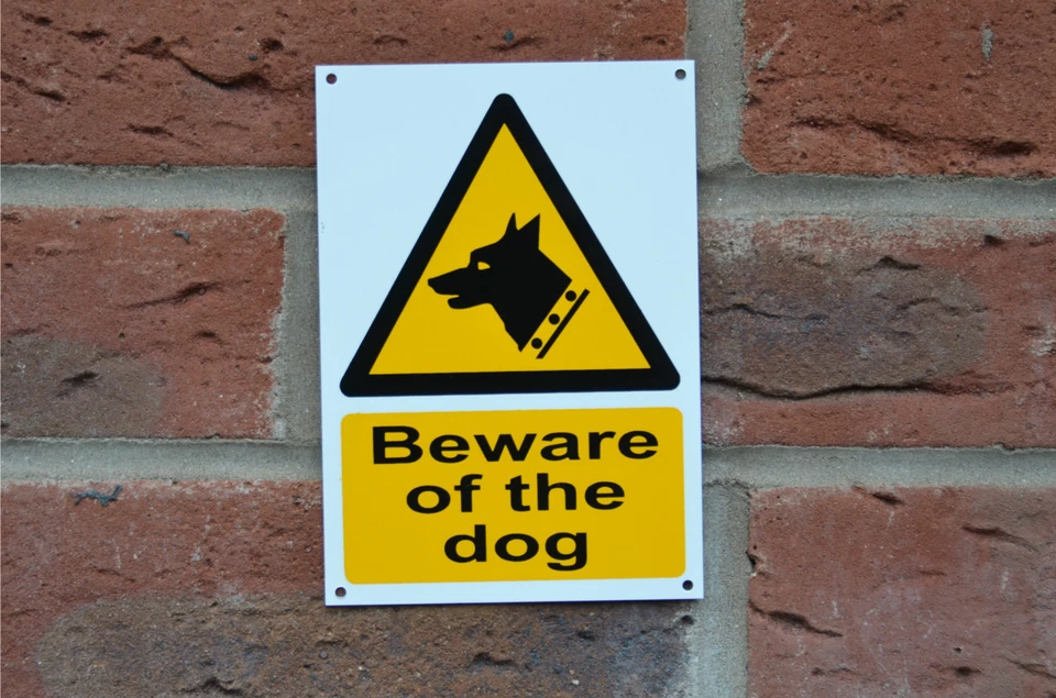 BEWARE OF THE DOG A6 plastic sign , sticker or window sticker security guard dog