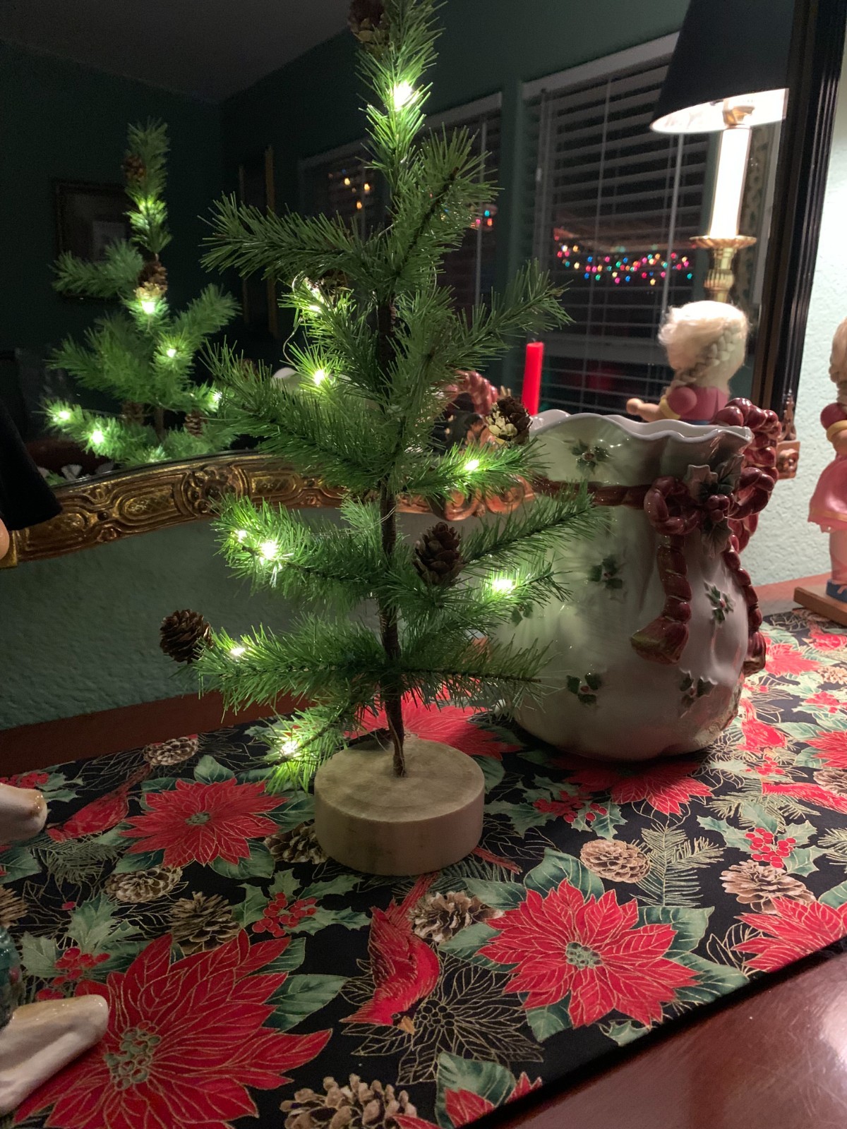 Indoor Lighted Mini Tree, 10 warm white LEDs, Battery Operated, 17