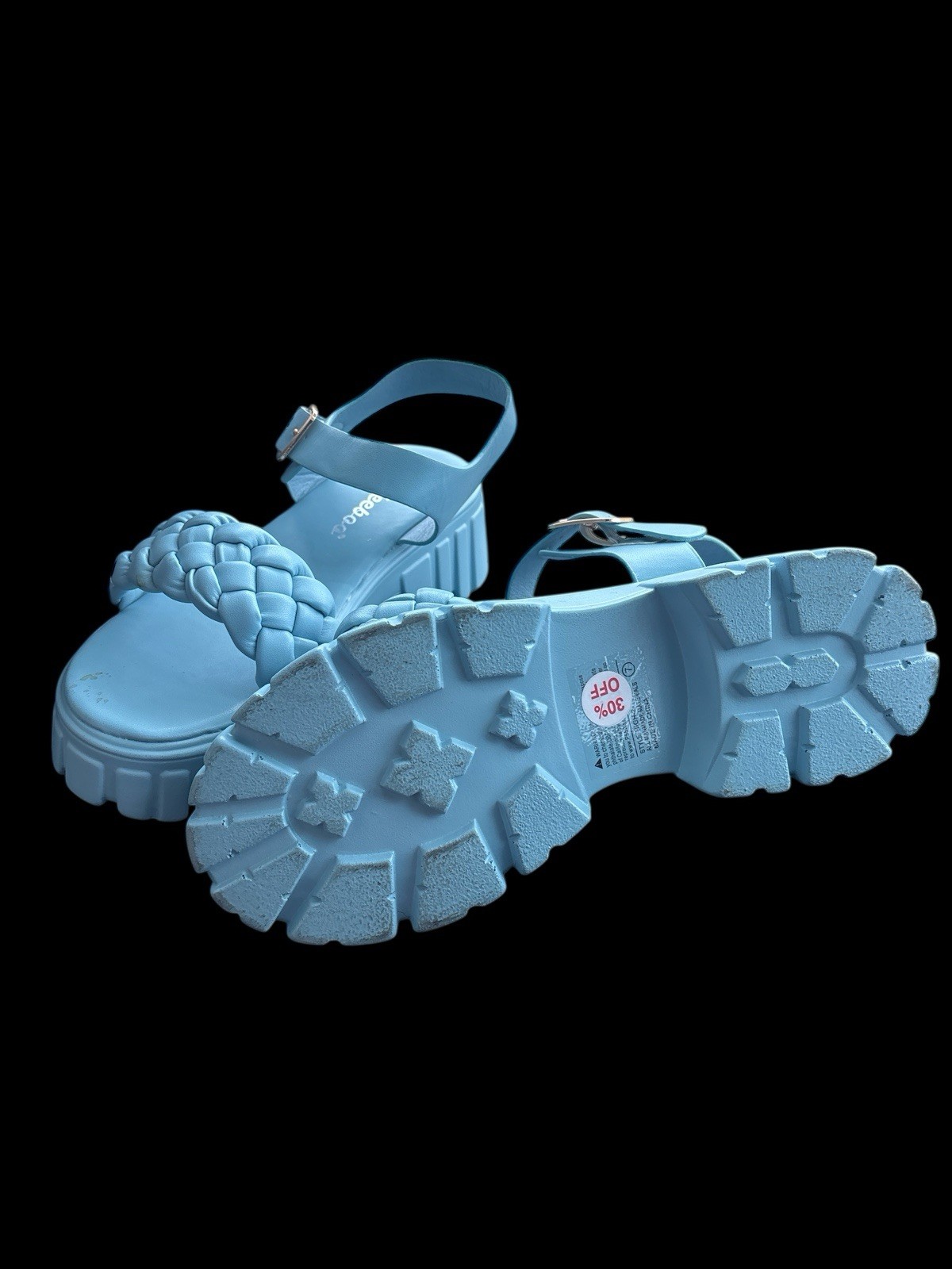 APL Weeboo Sandali Grossi Intrecciati Wm 7 Blu Finta Fibbia Intrecciata Scarpe Ottime Condizioni