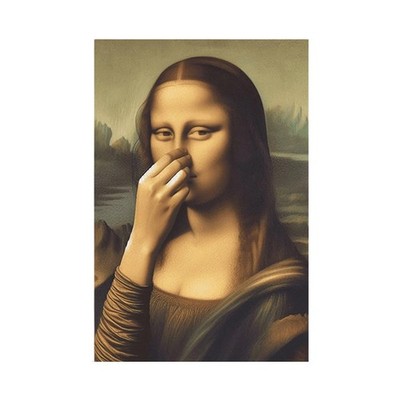 Lustige Mona Lisa Badezimmer-Leinwand-Kunst, Pinching Nose-Wanddekoration, Mona