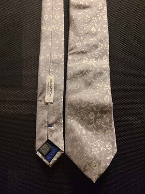 BUGATCHI [ SILVER/FLORAL]  tie, 100% Silk, Made in Italy