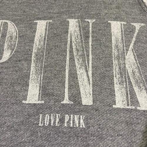 PINK VS Victorias Secret LOVE PINK Raglan Logo Crewneck Sweatshirt Gray Size M - Picture 4 of 8