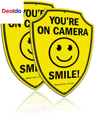 Smile You'Re on Camera Sign, Video Surveillance Signs Outdoor, 2-Pack, 9.6 X 6.8